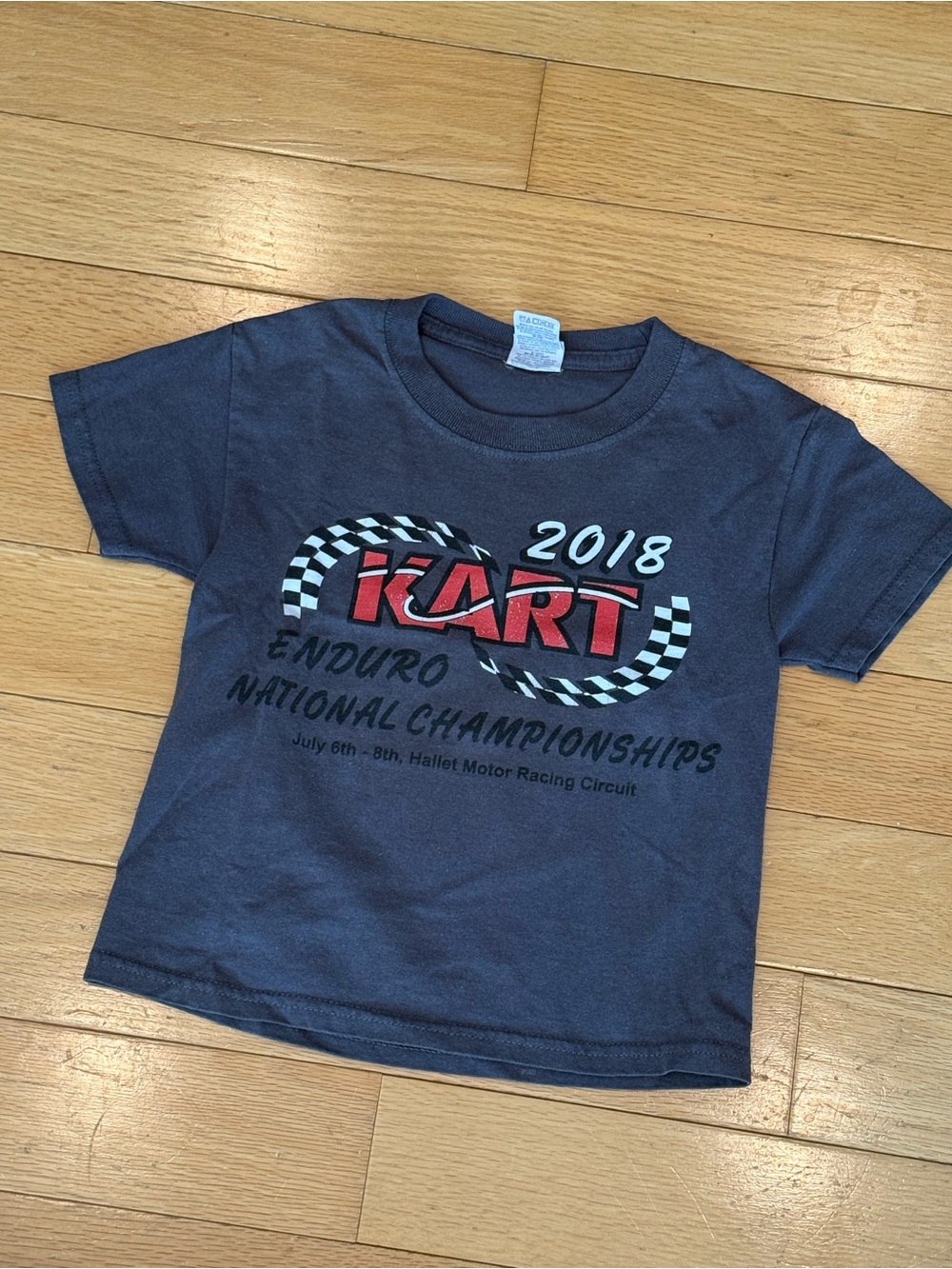 Jerzees Grey Kids '2018 Kart Enduro National Championships' Graphic Tee Size XS